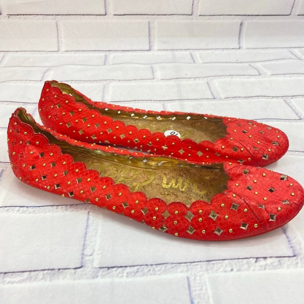 Sam edelman Red Studded Leather Flats shoes
